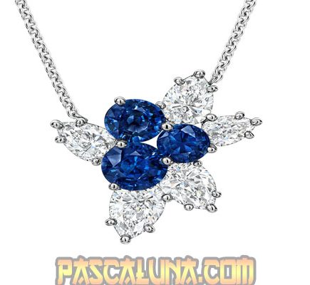 Harry Winston Cluster Sapphire and Diamond Earrings